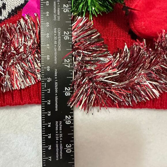 Ugly Christmas Sweater Naughty Santa LIGHTS UP Tinsel Xmas Party Winner Medium - Picture 5 of 5